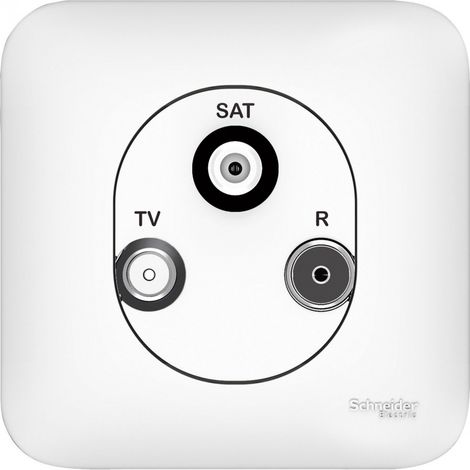 Prise TV/FM/SAT SCHNEIDER Ovalis ALB74329 -3 sorties -blanc (1/4)