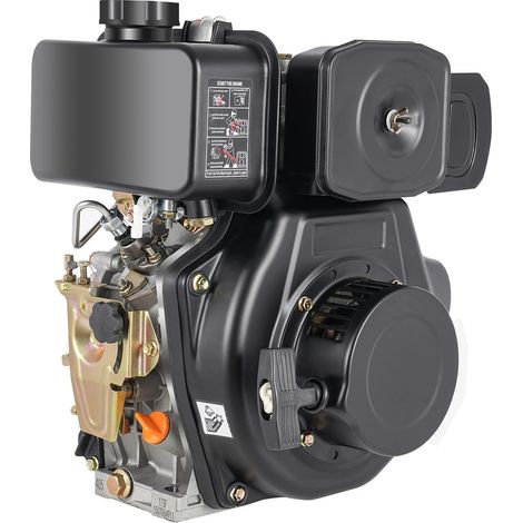 Moteur diesel 247 cm³ 4 temps 5 CV monocylindre refroidissement par air moteur vertical démarrage manuel injection directe 3,6 kW pour machines agricoles, jardinage, irrigation, karting (noir, 173FA)