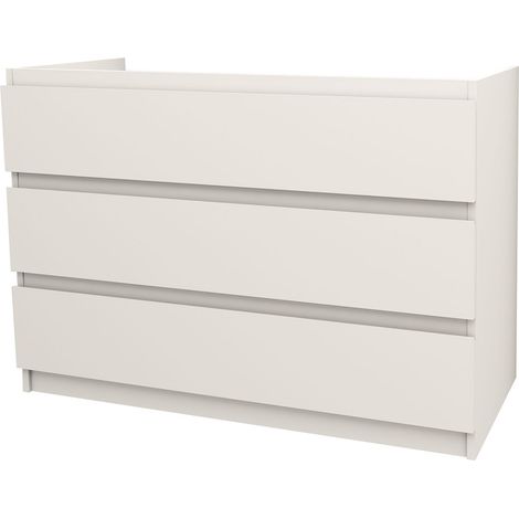 Belvit Waschtischunterschrank 120cm mattweiß Softclose 3 Schubladen Badmöbel
