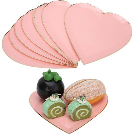 8 assiettes en papier rose pour anniversaire, Saint-Valentin ou mariage, décoration de table (lot de 8) (1/5)
