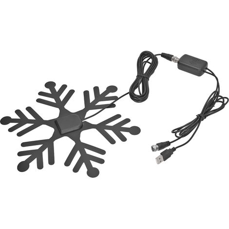 Antenne TV numérique intérieure amplifiée en forme de flocon de neige, antenne TV haute définition intérieure DTB ATSCISDB T noire (1/5)