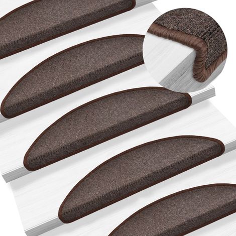 INLIFE Tapis d'escalier 15 pcs Marron café 56 x 17 x 3 cm (1/5)