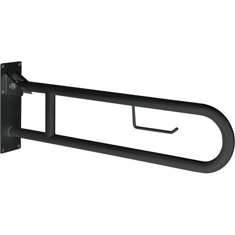 Appoggio Ribaltabile Con Portarotolo 80 Cm Nero  Scilla