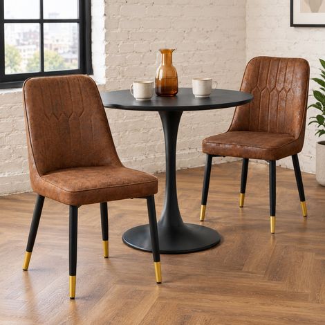 Set di 2 sedie da pranzo 43x41,5x89 cm in tessuto marrone, comfort per soggiorno FloraGrace (1/5)