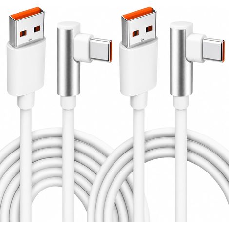 120W 6A USB-C Ladekabel, 90° Winkel, Schnellladung, kompatibel mit Mi15/Mi14/Mi13/Mi12, Poco F7/X6, Redmi Note 14/13, 2 m Länge, weiß. (1/5)