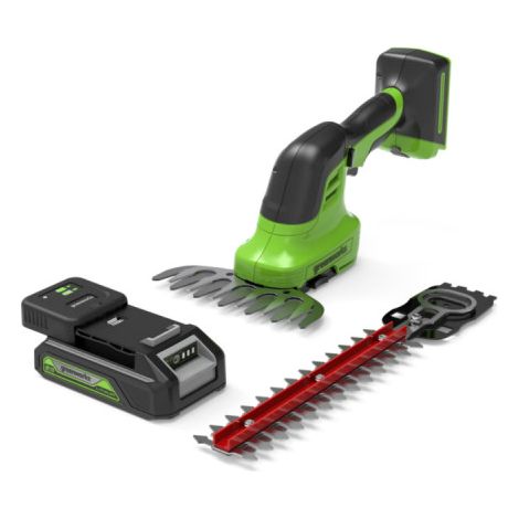 2-in-1 Gras- und Strauchschere 24V GREENWORKS - 2,0Ah Akku - Ladegerät - G24SHTK2