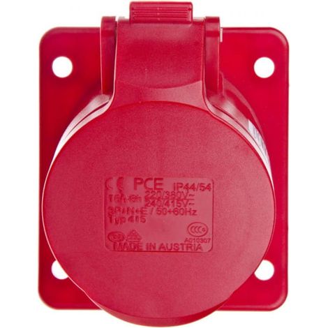 Prise de panneau coudée 16 A 5P 400 V /75 x 85 mm / rouge IP44 415-6F87