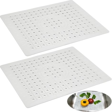 2 Pièces Tapis Evier Cuisine, 3126 cm Protege Evier Résistant à la Chaleur, TPR Protection Evier, Antidérapant Tapis D'évier Tranchable, Tapis D'egouttage Evier pour Fruits, Légumes et Couverts (1/5)