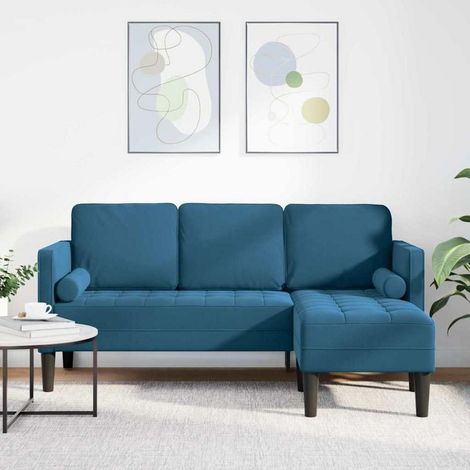 Ecksofa L-Form 4-Sitzer wasserdicht Samt Blau 173x131cm modern (1/5)