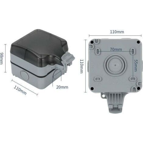 Prise étanche, indice IP66, 16 A, avec couvercle anti-poussière pour jardins, murs extérieurs, salles de bains, cuisines, caves, buanderies et garages. (1/4)