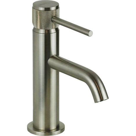 Mezclador de lavabo niquel pulido con maneta de lujo Gattoni BETA 2482/24NS  Sin Desagüe  - acero inoxidable cepillado