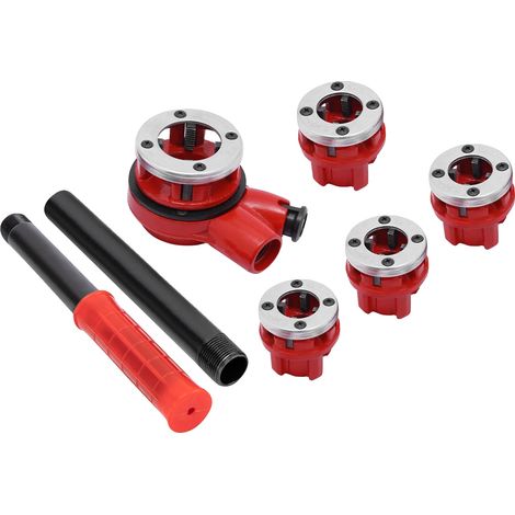 Machine à fileter les tuyaux, têtes de matrice multiples, acier au carbone durable, Rouge (1/2)