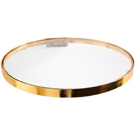 Mensole rotonde galleggianti, in vetro temperato e ferro dorato, set da 1, facili da montare, design moderno, decorazione per pareti interne. (1/5)