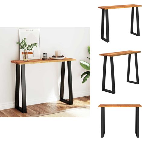 The Living Store Konsolentisch Baumkante 110x35x80 cm Massivholz Akazie - Massivholz Tisch (1/5)