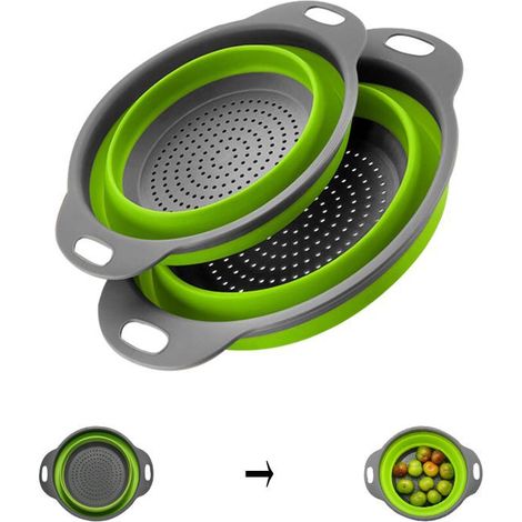 2PCS / Set Forme Ronde en Silicone Pliable Passoire légumes Basket Passoire (1/5)