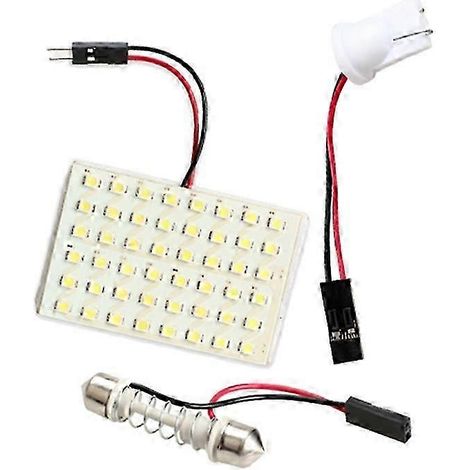 Ampoule LED intérieure pour voiture, 48 LED 5000K, avec culot adaptateur T10. (1/5)