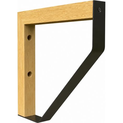 Winkelkonsole zum Anschrauben MIX P aus unbehandelter Buche/Schwarzstahl, 202x202mm.