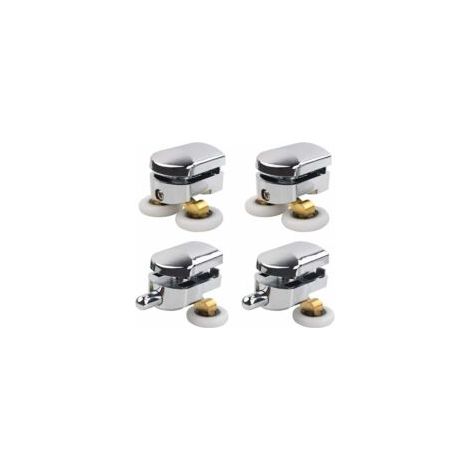 Duschtürrolle, 4 Doppelrollen für Duschtüren, Gleitrollen, Ersatztürrolle für Duschkabinen - Crezuo (1/4)