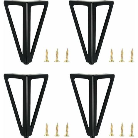 Gambe per mobili in metallo - Nere - 15 cm - Set da 4 pezzi - Portata massima 800 kg - Con copripiedi in gomma (1/4)