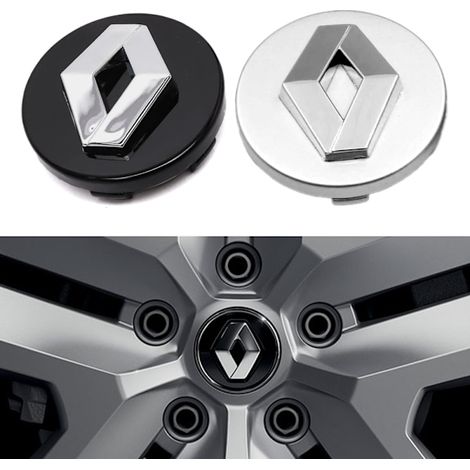 Lot de 4 enjoliveurs Renault / emblème de roue - Voiture 60 mm - Noir