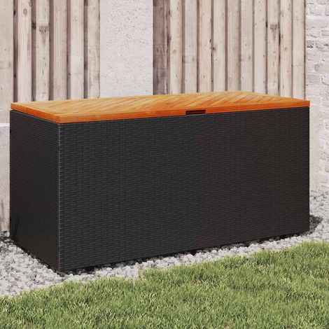 vidaXL Contenitore Giardino Nero 110x50x54cm Polyrattan e Legno