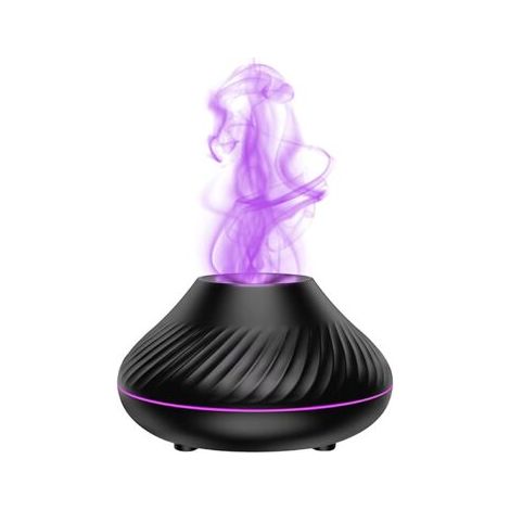 Diffuseur d'Huiles Essentielles,130ML USB Humidificateur Ultrasonique d'air Arôme Portable, Simulation de Flamme Diffuseur d'Arôme et Humidificateur, pour Chambre Spa Yoga Bureau (noir) (1/5)