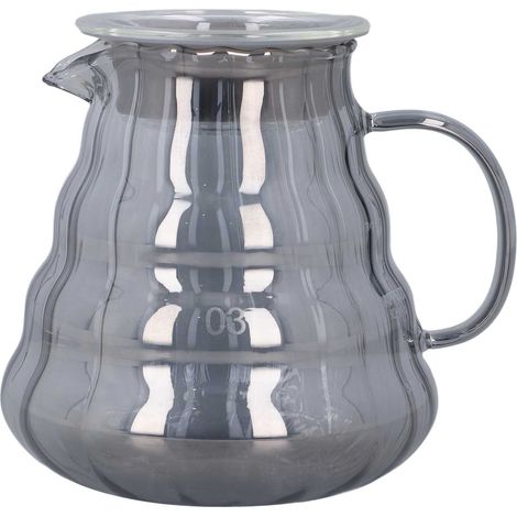 Pot à café électroplaqué avec motif gris rayé pour cafetière manuelle, idéal pour décoration de table et usage quotidien (700ml, 14cm de haut, poignée en silicone) (1/5)