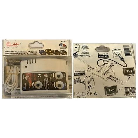 AMPLIFICATEUR/ DISTRIBUTEUR TV REGLABLE REF 372012 ELAP HDME