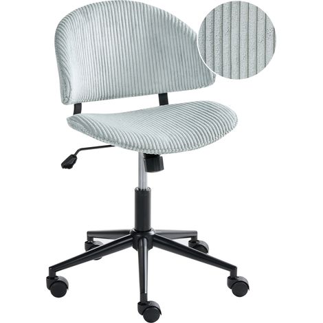 Silla de oficina giratoria ajustable escritorio con asiento y respaldo de pana azul claro Kiana