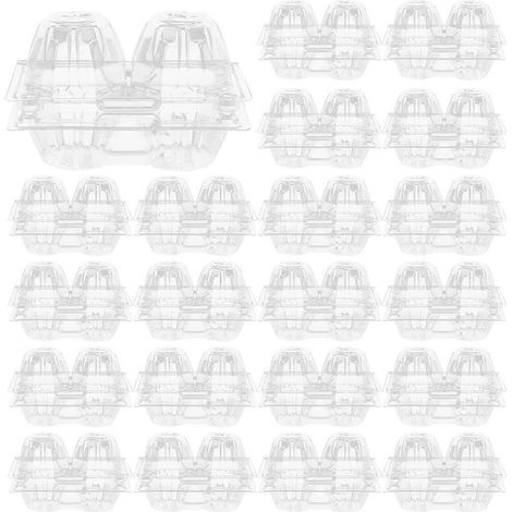 Lot de 100 boîtes à œufs transparentes à 2 compartimentspour ranger les œufs de poule et organiser votre plan de travail en toute sécurité. (1/5)