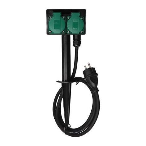 Picchetto da giardino con 2 prese - per uso esterno - picchetto di messa a terra (1/3)