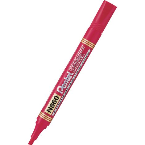 Rotulador permanente Pentel N860, punta biselada, rojo.