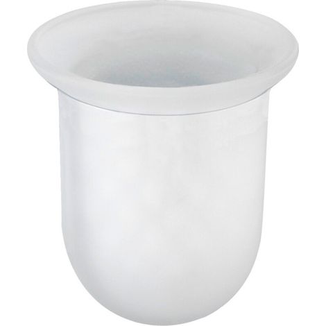 Porte Brosse WC, Accessoires toilettes, Récipient de rechange pour brosse WC, Diamètre maximal de 7,5 cm, Verre haut de gamme, 11 x 11,2 cm, Blanc (1/3)