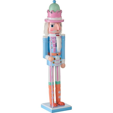 Nutcracker Figurine Blue Pine Wood Handmade Christmas Decor HARKAN
