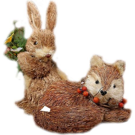 Niedliche Strohhalm-Hasen-Osterdekorationen, gedrehte Hasenfiguren, Weihnachtsschmuck für Zuhause, Garten, Hochzeiten, Foto-Requisiten, Bastelarbeiten