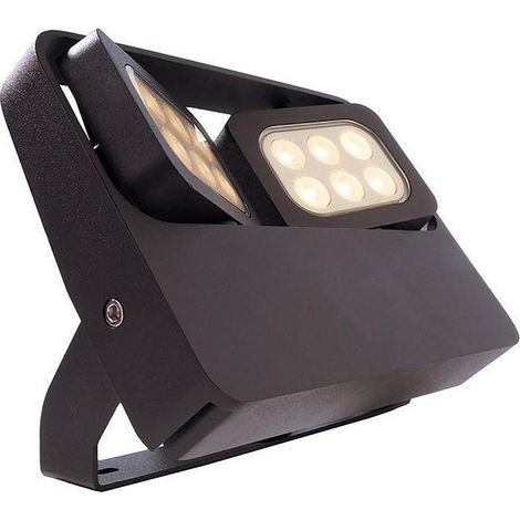 TrAdE Shop Traesio - Faretto Led 12w Doppio Diffusore Orientabile Faro Staffa Ip65 Luce Esterni Giardino - (1/5)