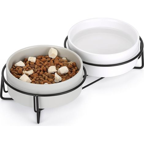 Double Raised Ceramic Cat Bowl 2 x 400 ml (1/5)
