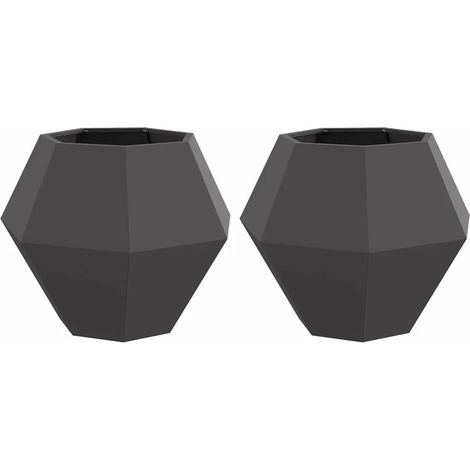 Lot de 2 jardinières rectangulaires pour extérieur 75 x 75 x 60 cm design pratique en acier noir (1/5)