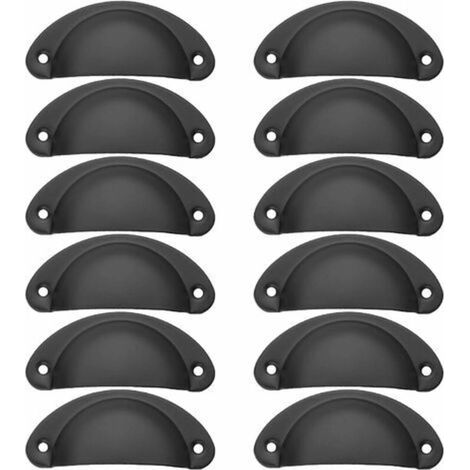 Set mit 12 antiken Muschelgriffen aus Eisen – Maße: 82 x 35 mm – Lochabstand: 66 mm – Einfache Montage mit beiliegenden Schrauben – 12 Stück (1/5)