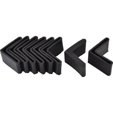 10pcs Casquette Pieds Chaise Angle Fer Forme L Patin Meuble Table Embout Capouchon Cornière Protection en Caoutchouc 50 x 50 mm Noir (1/4)