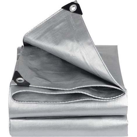 Toile de PVC imperméable 500 g/m² – Résistant aux UV – Résistant à la chaleur de -30°C à 60°C – 2x3 mètres – Housse de bateau argentée (1/5)