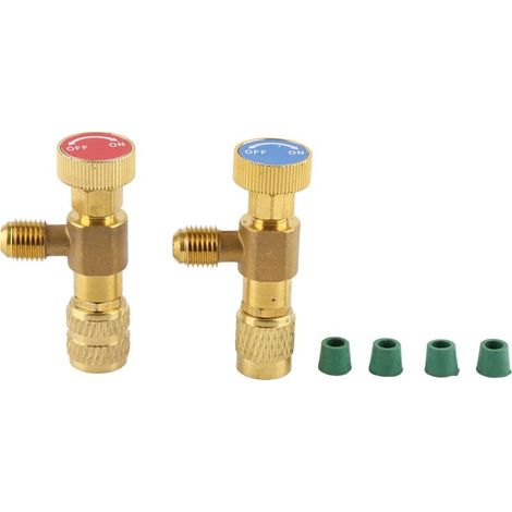 Lot de 2 soupapes de sécurité pour réfrigérant liquide, R410A, R22, climatisation, réfrigérant, adaptateur de sécurité 1/4 (1/5)