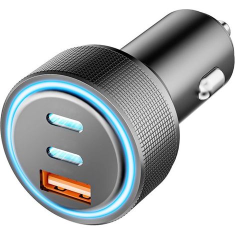 67-W-USB-C-Autoladegerät mit 3 Anschlüssen USB-C und USB-A-PD QC-Adapter 12-V-Schnellladefunktion geeignet für iPhone 16 16e 15 14 13 Pro Max S25 9 8 (1/5)