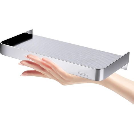 Étagère flottante de salle bain en acier inoxydable avec support pour téléphone, organisateur mural (1/5)