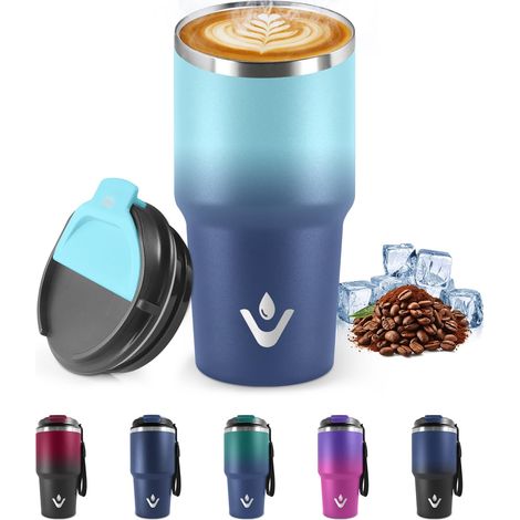 Mug Isotherme 600 ML, Réutilisable, Tasse Isotherme pour Café, Acier Inoxydable 304, Emporter, Anti-fuite, Double Paroi, Étanche Gobelet de Voyage pour Café Chaud et Froid, Lait et Thé (1/5)
