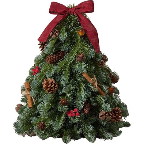 Sapin De Noël Mini Pin Artificiel avec Nœud Décoration de Bureau Sapin de Noël Miniature pour Fête, Intérieur, Extérieur, Chambre, Cuisine, Salon, Dortoir, (1/5)