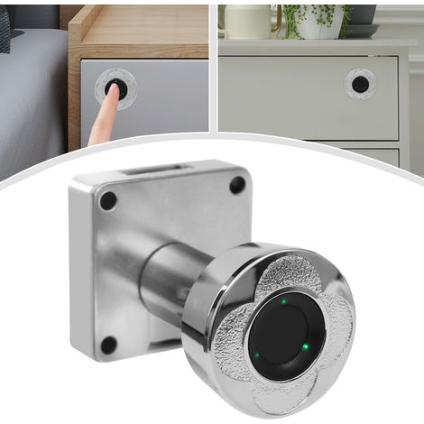 Serrure à empreintes digitales, Avec 20 empreintes digitales, 32 mm, électronique, avec charge USB, pour casier et meubles, 0 à 25 mm, argenté (1/5)