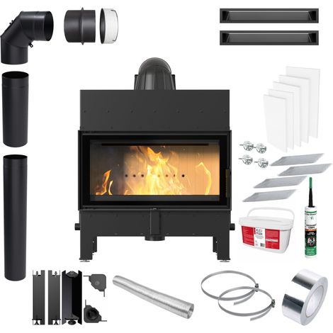 KRATKI FLOKI M 10 kW Kaminofen Ø200 EKO Schwarz Set für Montage (1/5)