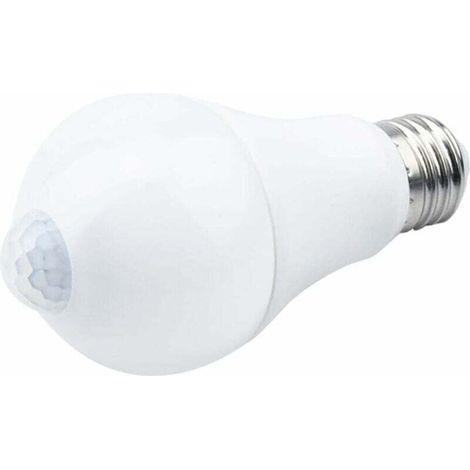 Ampoule LED E27 avec détecteur de mouvement Lumière intelligente 9 W Remplace l'ampoule basse consommation 90 W Angle d'éclairage 120°, blanc, E27, 9 W