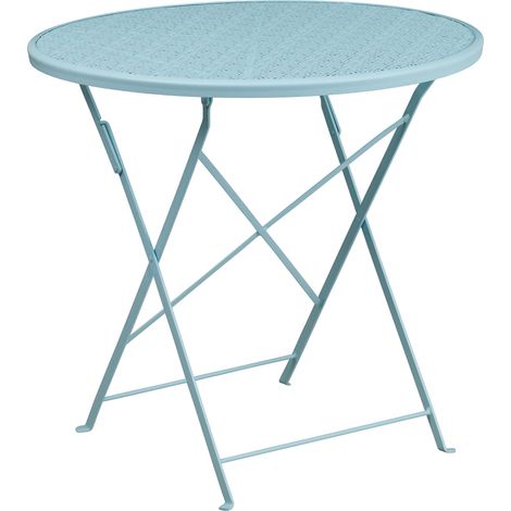 76,2 cm Round intérieure/extérieure en Acier Table de terrasse Pliante, Métal, Bleu Ciel, Taille Unique (1/3)